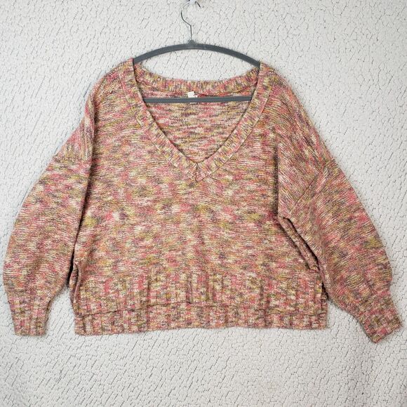 Pilcro Anthropologie Deep V Sweater Spacedye Slouchy Large Boho Balloon 46x30 - Picture 1 of 9